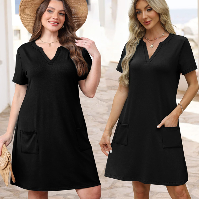 New Arrival Women's Casual Loose Fit Short Sleeve Dress