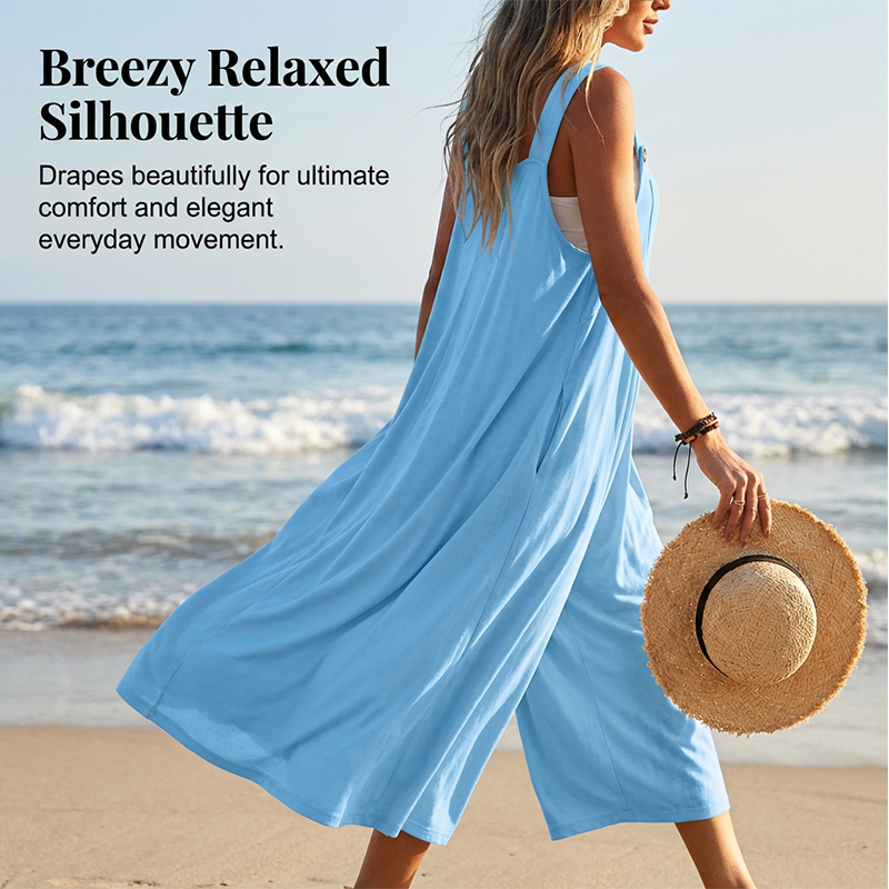 Mouwloze jumpsuit met wijde pijpen voor zomerse briesjes