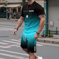 Men's Gradient Color T-Shirt & Shorts Set