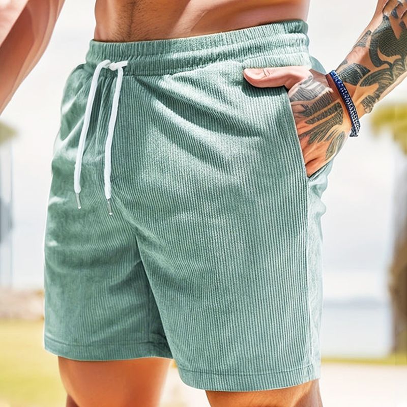 Men's Casual Breathable Ribbed Velvet Shorts