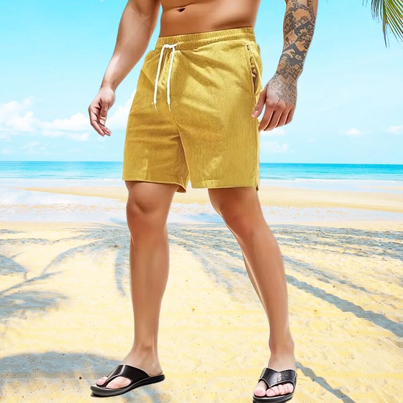 Men's Casual Breathable Ribbed Velvet Shorts