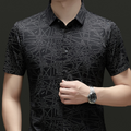 Chique overhemd met korte mouwen, revers en abstract geometrisch patroon voor heren