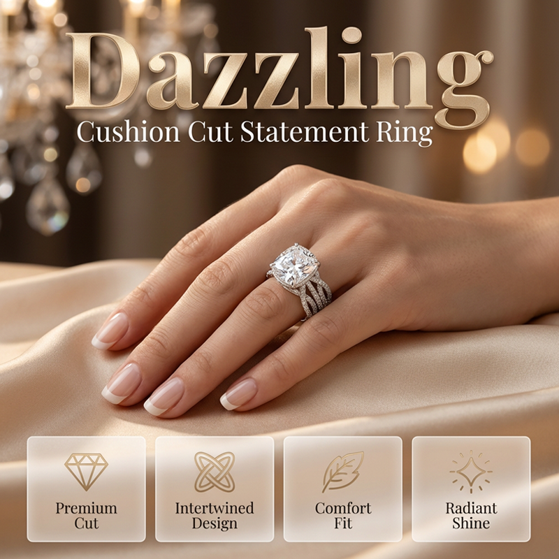 Elegant Square Solitaire & Enhancer Ring