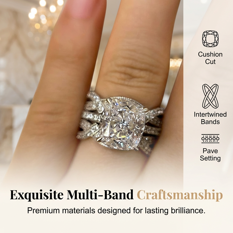 Elegant Square Solitaire & Enhancer Ring