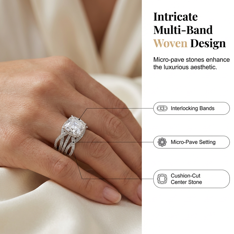 Elegant Square Solitaire & Enhancer Ring