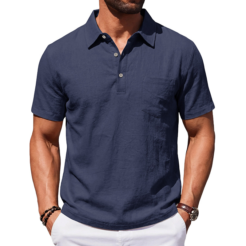 2026 Men's Cotton Linen Short Sleeve Collared Shirt