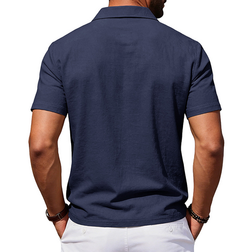 2026 Men's Cotton Linen Short Sleeve Collared Shirt