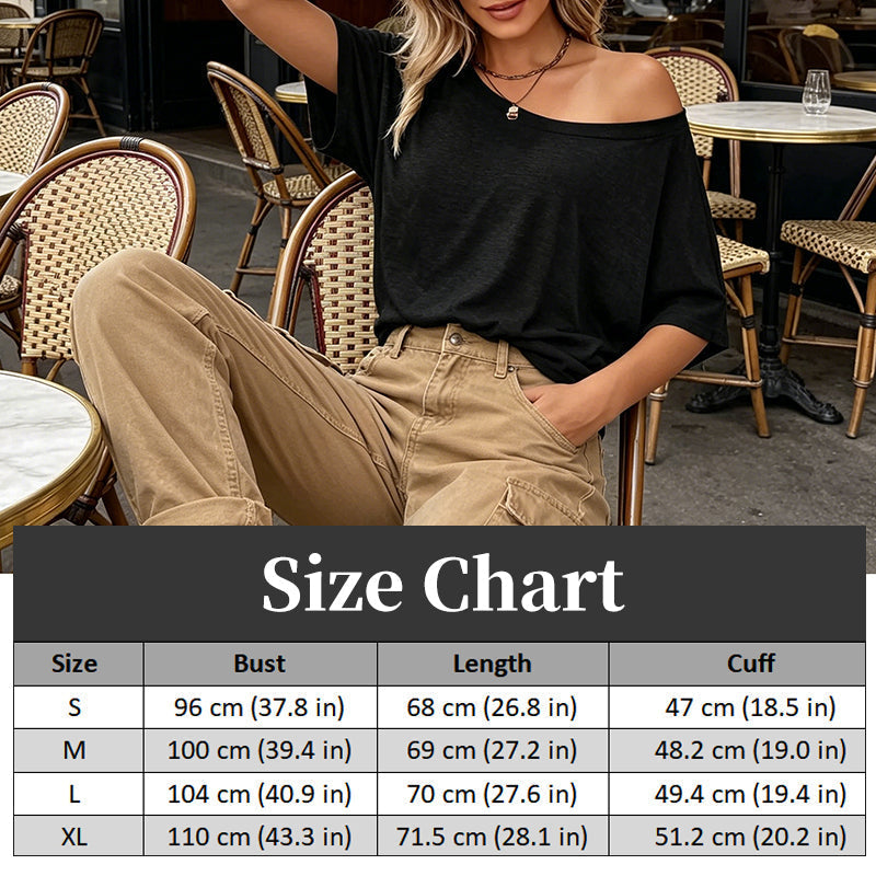 Casual T-shirt voor dames met blote schouders en korte mouwen