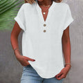 Women's V-Neck T-Shirt with Button Placket
