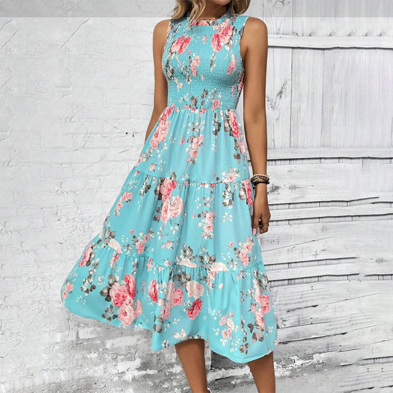 Vestido casual de mujer sin mangas con estampado floral