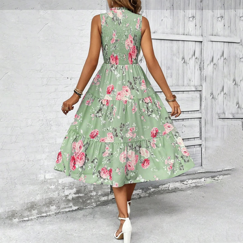 Vestido casual de mujer sin mangas con estampado floral