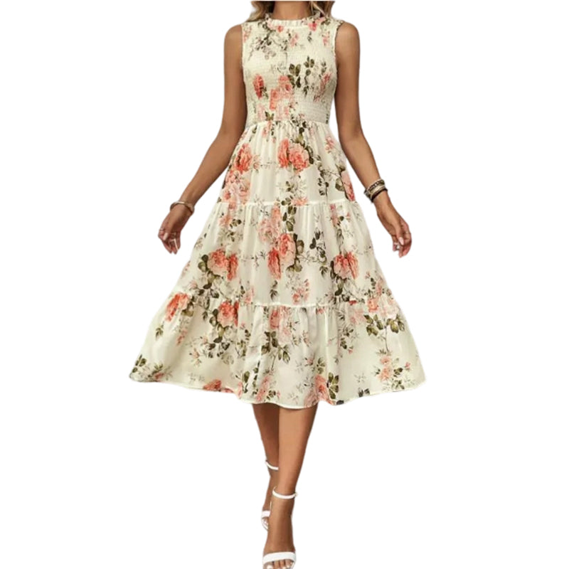 Vestido casual de mujer sin mangas con estampado floral