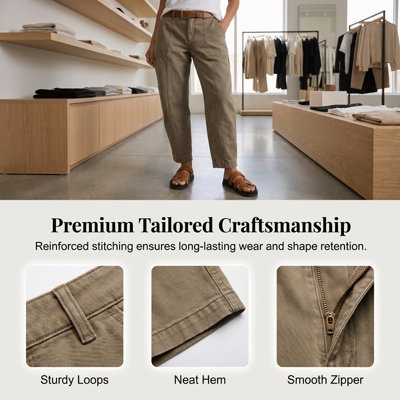 Damesbroek met hoge taille en taps toelopende pijpen