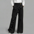 Women¡¯s Asymmetrical Ruffle Wide-Leg Denim Pants