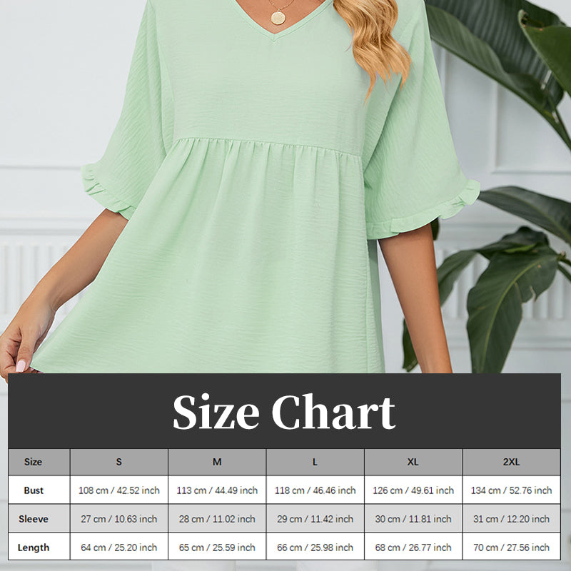 Women's V Neck Short Sleeve Casual Blouses Tops