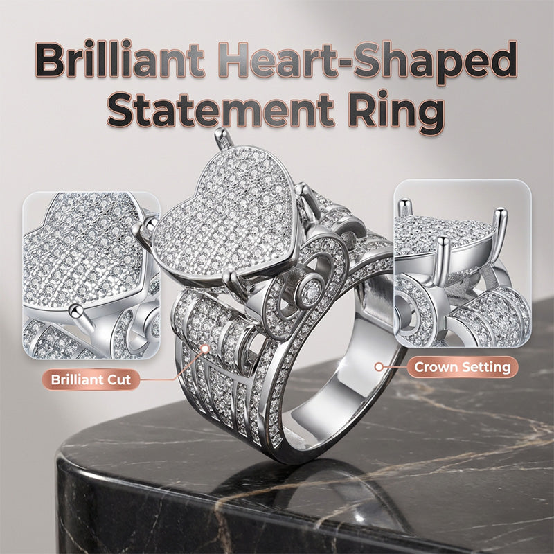 Fonkelende hartvormige ring voor dames