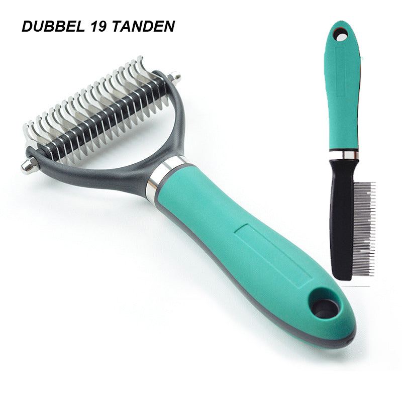 AHORA cepillo de doble cara para eliminar el pelo suelto de mascotas