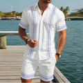 Men's Floral Print Short Sleeve Shirt & Shorts Set