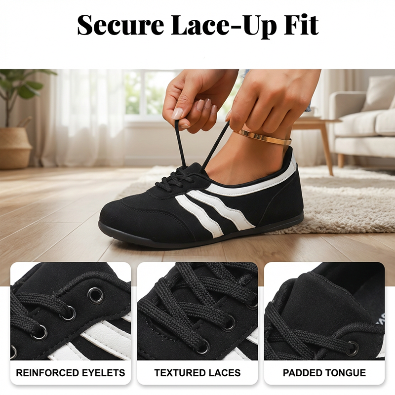 Retro sneakers voor dames met golvende strepen en vetersluiting