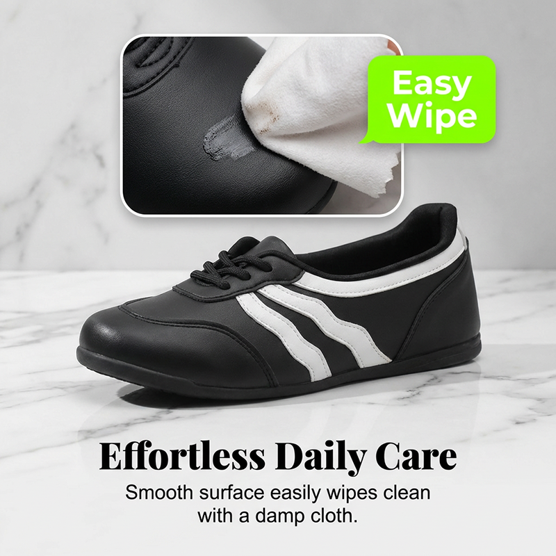 Retro sneakers voor dames met golvende strepen en vetersluiting
