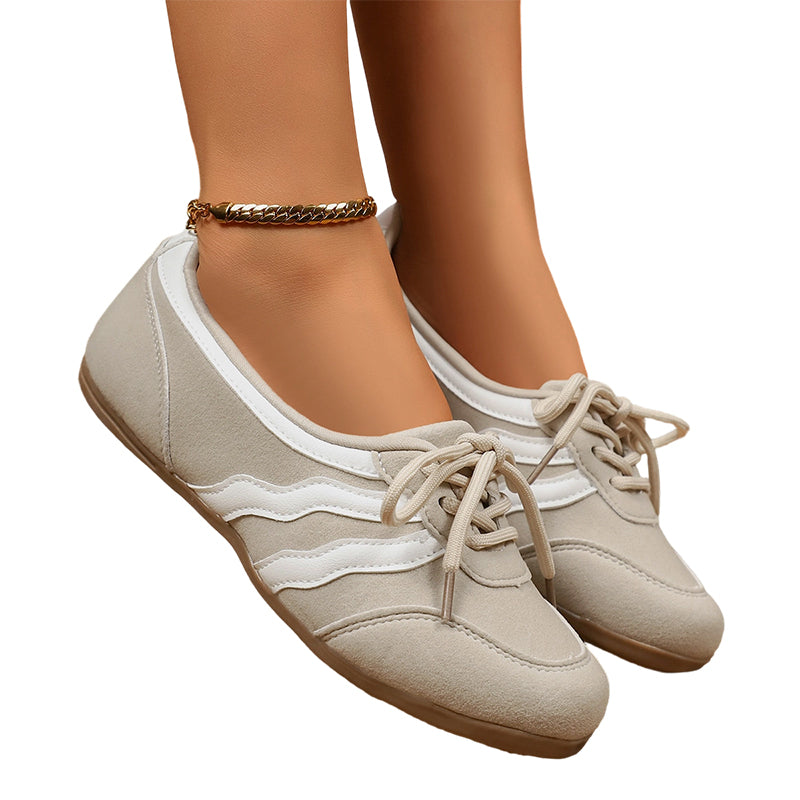 Zapatillas retro de mujer con rayas onduladas y cordones