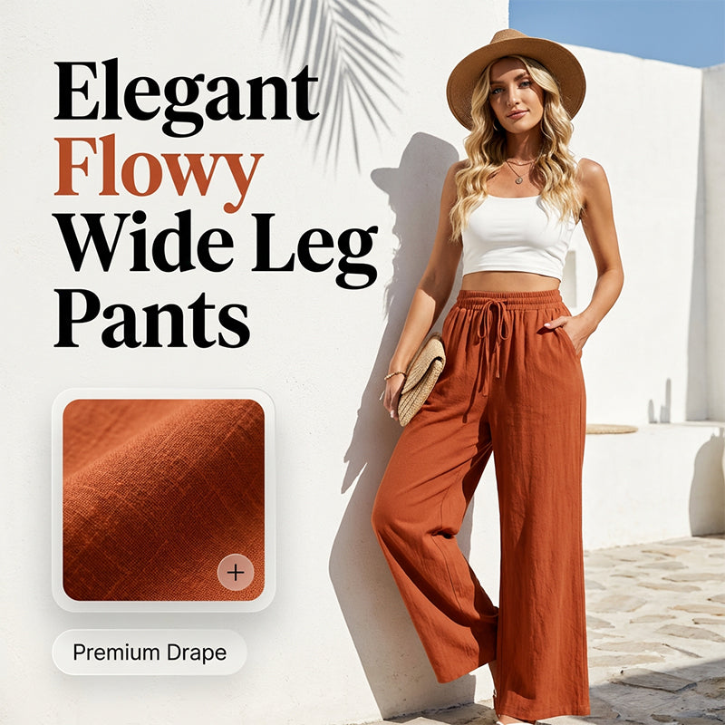 Pantaloni casual da donna a vita alta e gamba larga