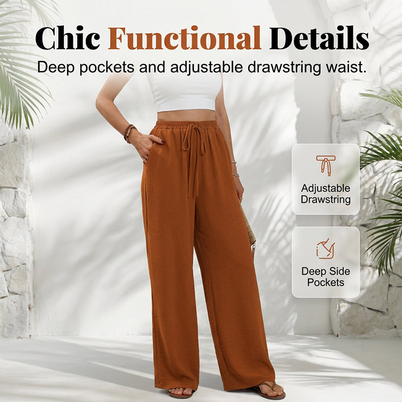 Pantaloni casual da donna a vita alta e gamba larga
