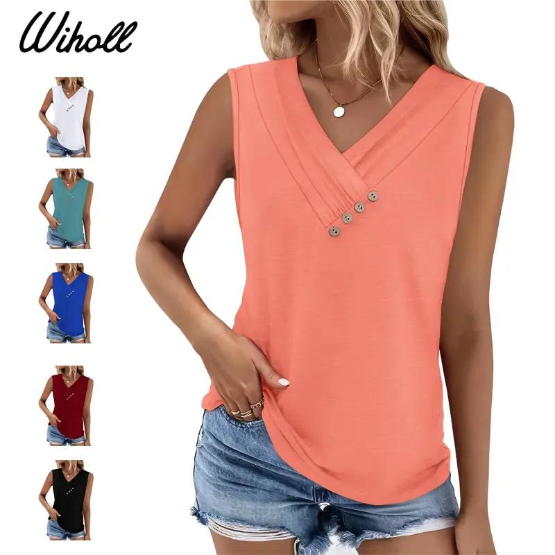 2026 Women¡¯s Button Down V Neck Loose Fit Tank Top