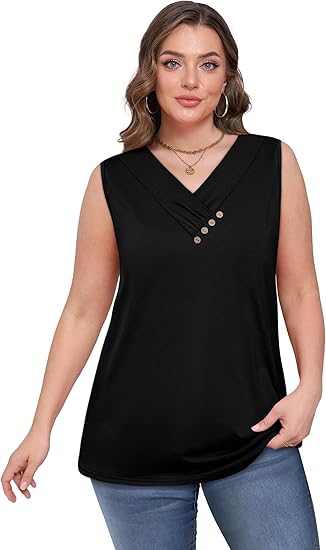 2026 Women¡¯s Button Down V Neck Loose Fit Tank Top