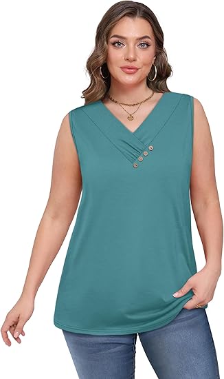 2026 Women¡¯s Button Down V Neck Loose Fit Tank Top