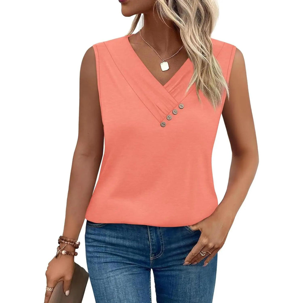 2026 Women¡¯s Button Down V Neck Loose Fit Tank Top