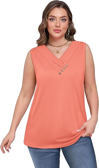 2026 Women¡¯s Button Down V Neck Loose Fit Tank Top