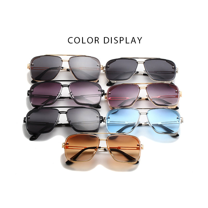 Gafas de sol retro para hombre con montura metálica y doble puente