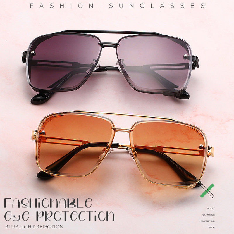 Gafas de sol retro para hombre con montura metálica y doble puente