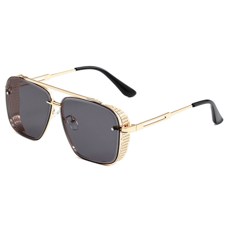 Gafas de sol retro para hombre con montura metálica y doble puente