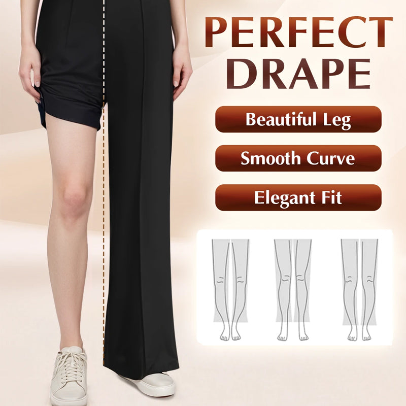 Pantalones de pierna ancha y cintura alta para mujer - Corte fluido, tejido ligero