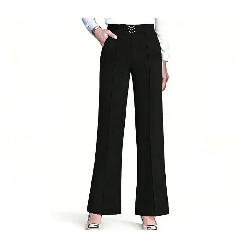 Pantalones de pierna ancha y cintura alta para mujer - Corte fluido, tejido ligero
