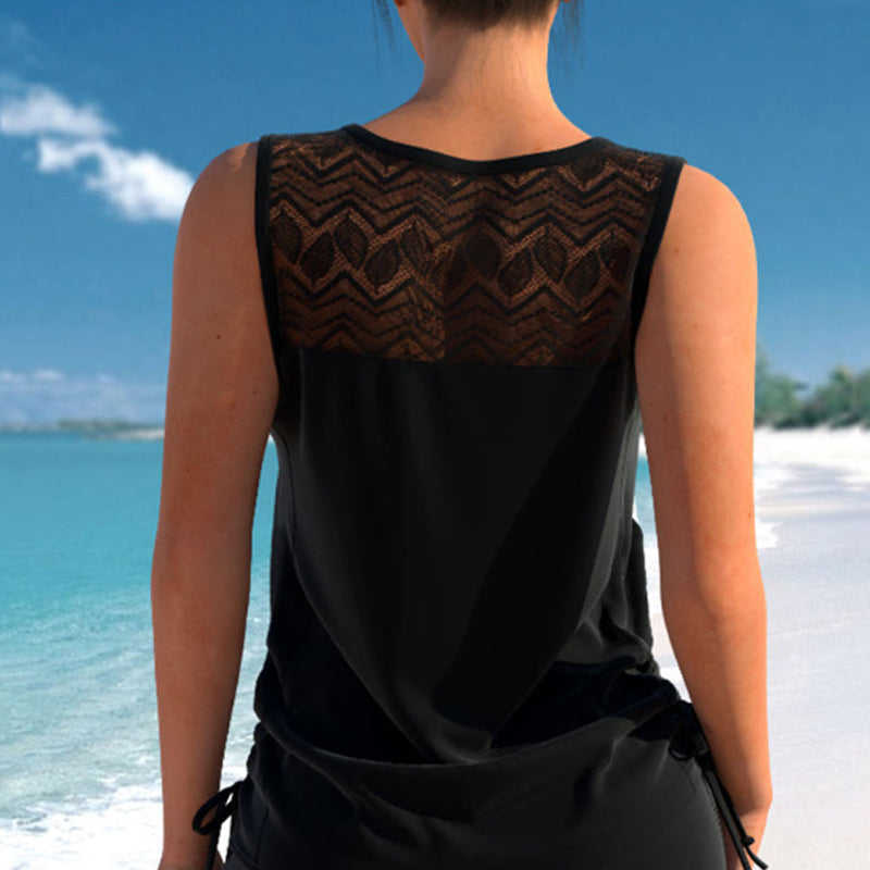 Traje de baño tankini de dos piezas estampado para mujer, de verano