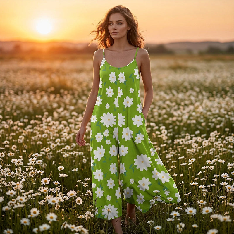 Women's Floral Print Wide Leg Jumpsuit