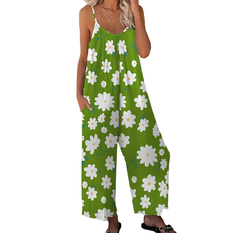 Women's Floral Print Wide Leg Jumpsuit