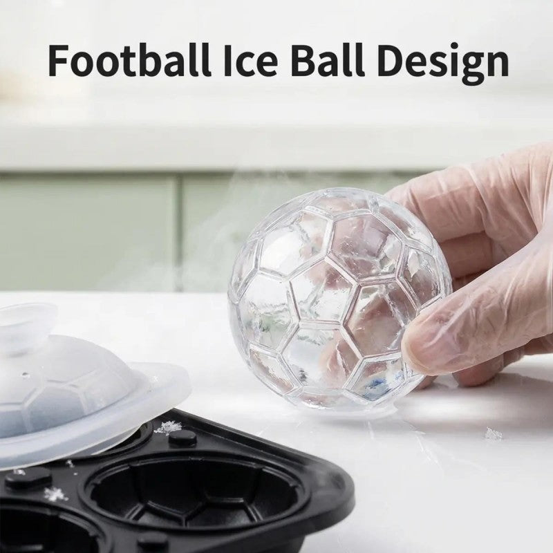 Bandeja gratuita de silicona para cubitos de hielo con forma de balón de fútbol ¨C cubitos de 5.5 cm, derretimiento lento y diseño a prueba de fugas