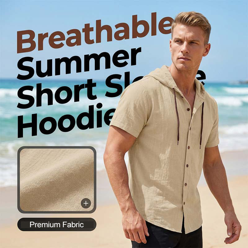 Casual hoodie-overhemd met korte mouwen voor heren