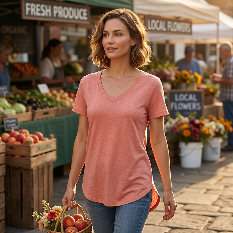 Casual T-shirt met V-hals en korte mouwen voor dames