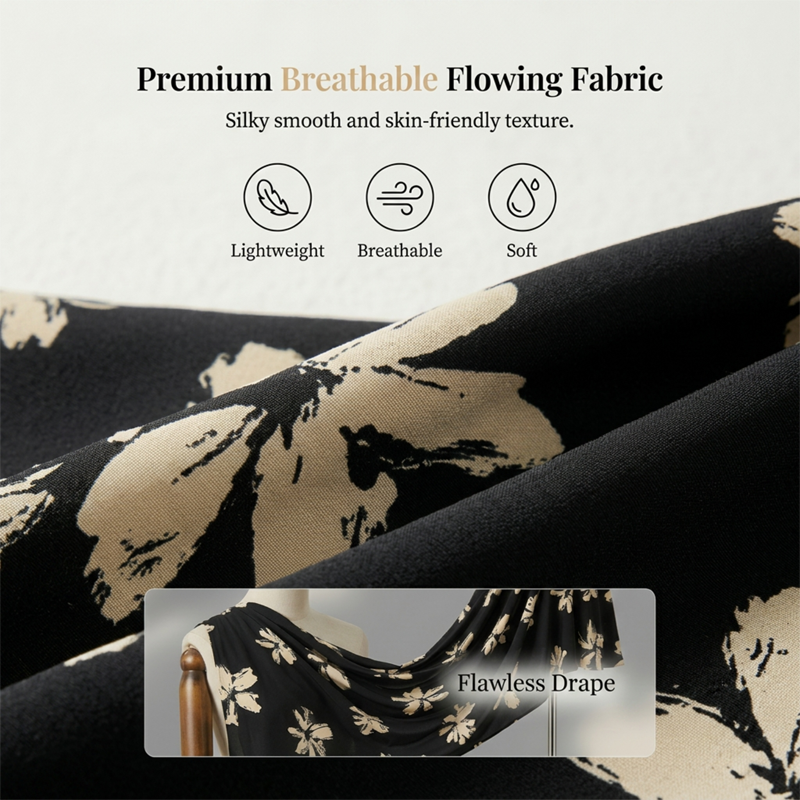 Women's Casual Printed V-Neck Ruffle Dress