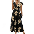 Women's Casual Printed V-Neck Ruffle Dress