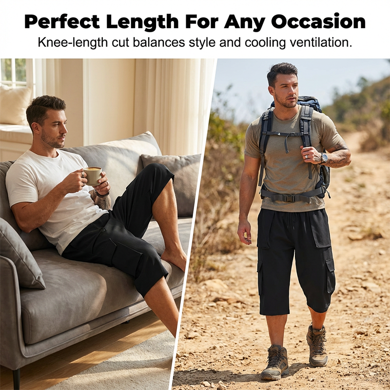 Men's Casual Cargo Capri Shorts