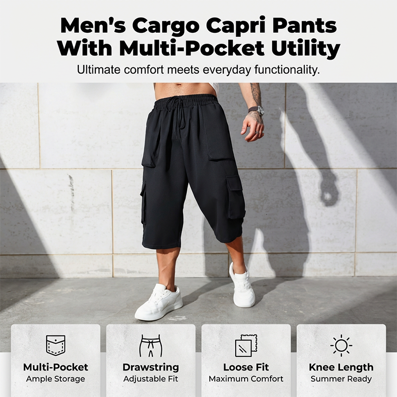 Men's Casual Cargo Capri Shorts