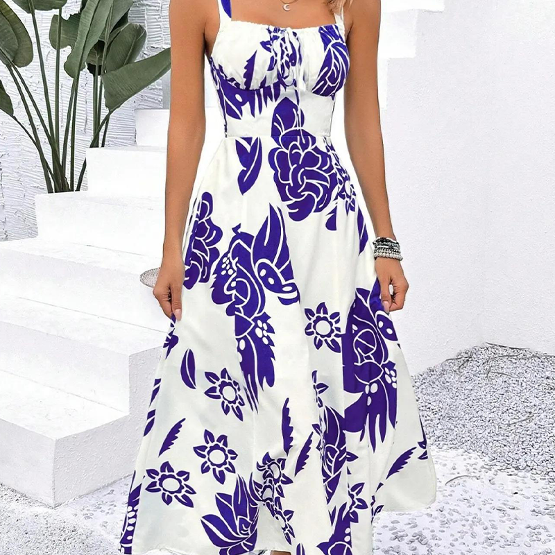 Floral Spaghetti Strap Dress ¨C Smocked Back, A-Line & Lightweight