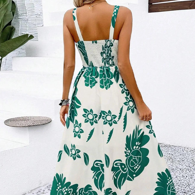 Floral Spaghetti Strap Dress ¨C Smocked Back, A-Line & Lightweight