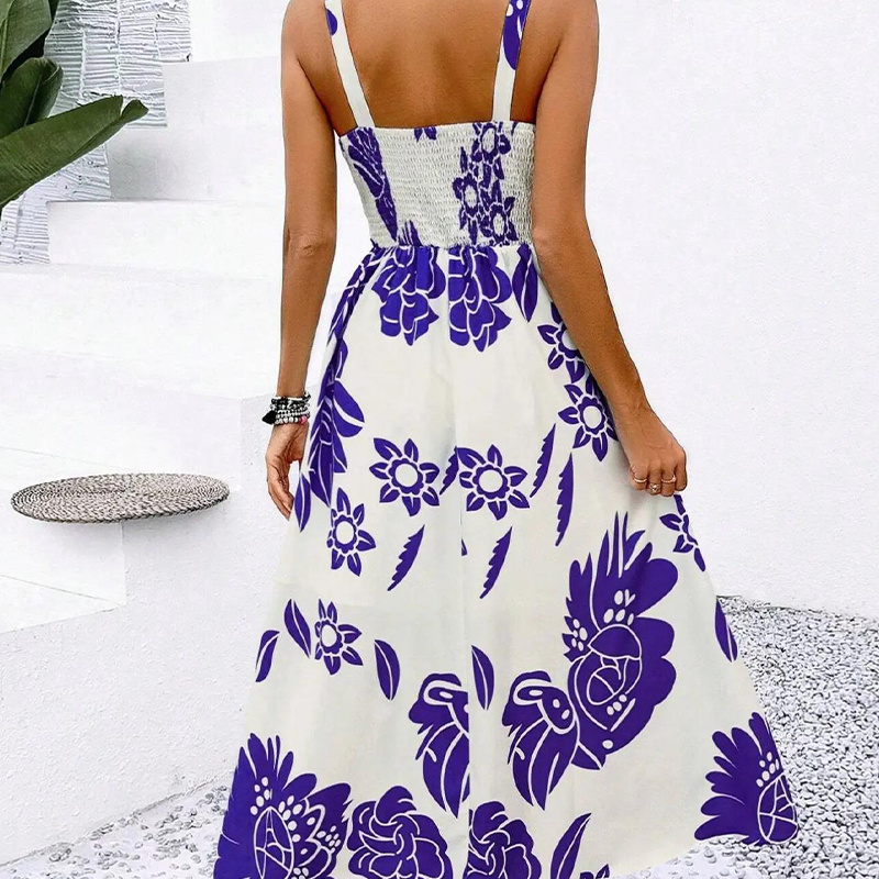 Floral Spaghetti Strap Dress ¨C Smocked Back, A-Line & Lightweight